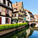 소피루비 배경 장소 탐방 - **Colmar-Inspired Village Scene:** "A quaint village inspired by Colmar, France, featuring colorful ...