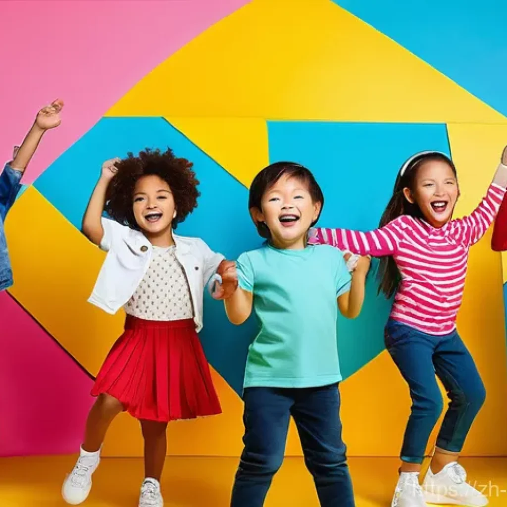 소피루비의 음악적 특징 - **Vibrant K-Pop Inspired Children's Dance Party**
A diverse group of cheerful children, aged 5-8...