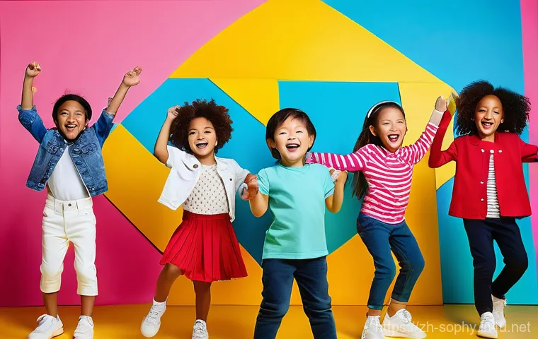 소피루비의 음악적 특징 - **Vibrant K-Pop Inspired Children's Dance Party**
A diverse group of cheerful children, aged 5-8...