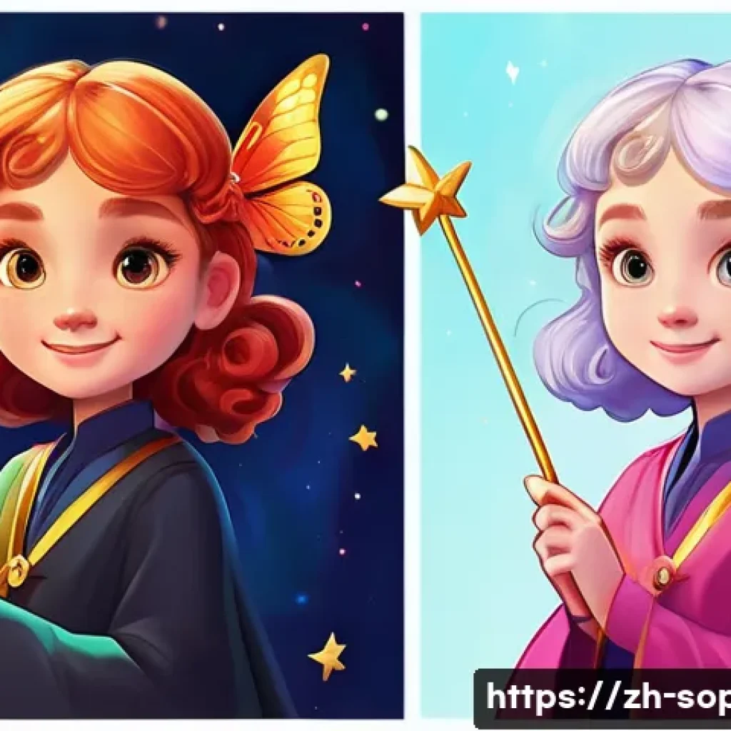 소피루비 캐릭터 성격 분석 - **Prompt: Sophie Ruby's Journey to Confidence**
"A vibrant, split-panel image showcasing Sophie ...